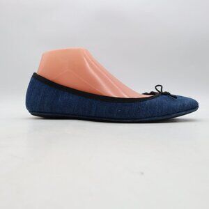 Veronica Beard Women's Size 8 M Beatrix Denim Slip On Bow Ballet Flats Quilted